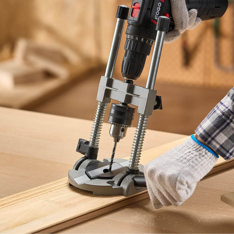 Pro Grade Multi Angle Drill Guide Jig For Woodworking Portable Precision Drilling Guide with 90 Degree Setting in use