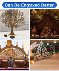 Set of four wooden Christmas decorations: heart-tree, nativity scene, candle-arch with nutcrackers, Merry Christmas sign