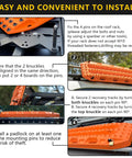 Installation guide for Lockable Mounting Pins For MKII Recovery Traction Boards 4 Pack Theftproof Safety Hardware on vehicle rack.