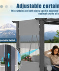 Outdoor Porch Swing With Stand And Adjustable Canopy 2 In 1 Convertible Bed 3 Seat Swing With Cushions, featuring adjustable curtains.