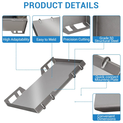 Beefy Heavy Duty Mounting Plate For Farm Tractor Equipment Installation 6mm Thick Q235 Steel Base Plate product details