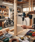 Heavy Duty Electric Drill Adapter For Automatic Chain Nailing Adjustable Screw Depth Woodworking Setup Slays Drywall Boards On Lumber Projects Without Breaking A Sweat in workshop using a power drill.