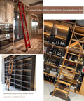 Installed 13 Foot Sliding Barn Door Hardware Kit With Rolling Ladder Track System No Ladder Round Tube Wheels And Extension Rail