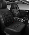 Leather Seat Covers Full Set Universal Water Resistant With 3D Foam Back Support For SUV Sedan Van All Season Dope Comfort And Luxury Airbag Compatible Pure Black in sedan interior.