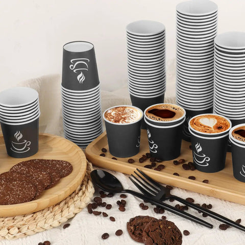 4 Oz Disposable Paper Espresso Cups 500 Pack Small Coffee Cups For Hot Or Cold Drinks Ideal For Espresso Cappuccino Parties Picnics Home Office And Business Black