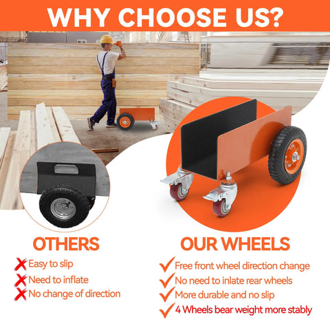 Heavy Duty Panel Dolly Cart With 1200 Lbs Capacity Four Smooth Roll Wheels Rustproof Steel Build To Haul Drywall Or Doors Like A Badass On Tight Job Sites Without Breaking A Sweat