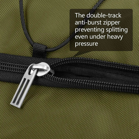 Close-up of the zipper on Expandable To 140L Duffle Bag With 2 Beefy Wheels, Oxford Soft Sided Rolling Carry On