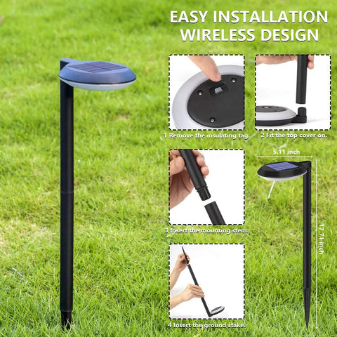 Outdoor Solar Path Lights Waterproof Landscape Pathway Lighting Kit With 6 Cool White SMD LEDs Per Light Easy Install Guide