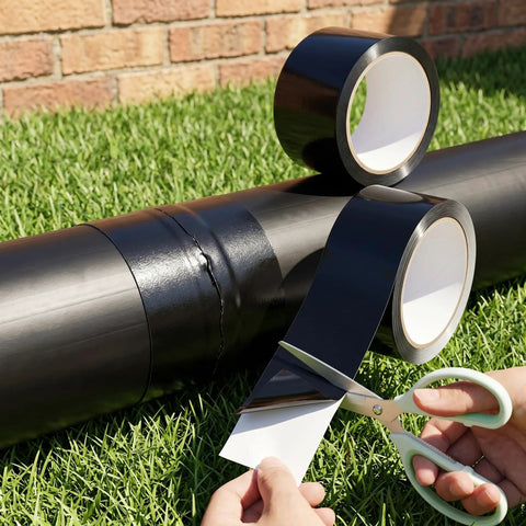 Applying Heavy Duty Waterproof Duct Tape That Sticks Like Crazy For Indoor And Outdoor Repairs A Go To Home Fix For PVC Leaks Buckets