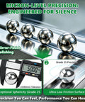 700 Piece Chrome Steel Bearing Balls Set G25 High Precision Imperial Sizes on polished surface with precision displays.