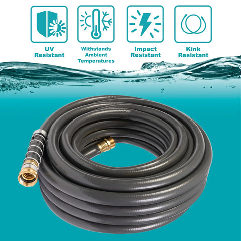 Flexogen 5/8 Inch X 50 Ft Garden Hose Heavy Duty Water Hose Built To Last, Flexible And Kink Resistant with Brass Couplings