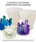 Mega Crystal Growing Kit For Kids Grow 6 Colorful Crystals With Light Up Stand Fast Growing Kid Friendly Science Gift showcasing silicone chambers