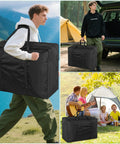 Heavy Duty Tent Storage Bag With Padded Handles, Waterproof 600D Oxford, black, for camping and outdoor gear, 32x16x24 inches