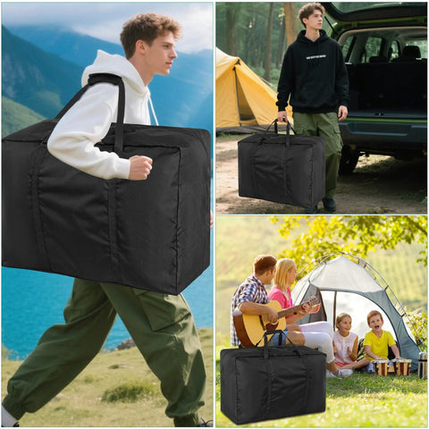 Heavy Duty Tent Storage Bag With Padded Handles, Waterproof 600D Oxford, black, for camping and outdoor gear, 32x16x24 inches