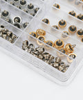 120 Piece Watch Crown Replacement Set Fits Calibre 3135 3235 3335 Waterproof Down Screw Copper Bronze Link Kit in plastic case