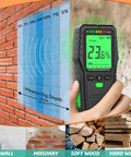 Pinless Moisture Meter For Walls And Wood Non Invasive Water Leak Detector Deep Sweep Surveyor Device measuring moisture on brick wall.