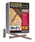 Box and screws of Brown Star-Drive Deck Screws For Composite And Treated Wood No Pre-Drill Needed, 2.5 inch size ten.