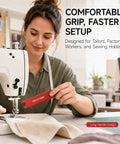 Woman using Four In One Automatic Needle Threader With Quick Threading Magnifier Lens Magnetic Guide And Two Seam Rippers