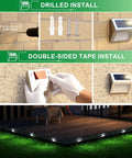 Installation of Solar Powered Fence Lights 12 Pack Outdoor Deck Lights Waterproof Stainless Steel Security Wall Lamps