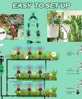 Diagram of Drip Irrigation Kit For Garden With 1/4 And 1/2 Inch Fast-Lock Tubing No-Fuss Setup Adjustable Nozzles And Sprinklers Y Distributor
