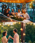 Outdoor LED String Lights 100 Ft Waterproof With 52 Dimmable Edison Bulbs Shatterproof Design For Porch Deck Balcony Bistro Cafe