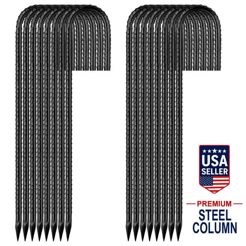 16 Pack 12 Inch J Hook Ground Stakes Heavy Duty Steel Anchors For Tents Fences Trampolines And Outdoor Decor Windproof Lawn Stakes
