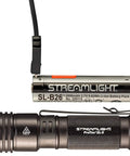 ProTac 2L X USB 500 Lumen Tactical LED Flashlight With Ten Tap Programmable Switch shown with rechargeable battery