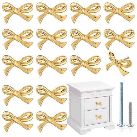 gold bow knobs for dresser Gold Bow Drawer Knobs Set Brass Handles for Dresser ✓