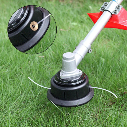 Close-up of engine trimmer head with eyelet from 12 Pcs Grass Trimmer Eyelets Kit With Plastic Storage Box For String Trimmers.