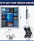 Engineer Appreciation Gift Set With Blanket, Multi Tool Pen, Keychain And Socks For Men displayed with measurements