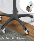 Swap Old Office Chair Wheels With This Set Of Five Slick Dual Wheel Casters That Roll Smooth And Silent On Wood Or Carpet Featuring Secure Threaded Stems For Easy Swapping, showcasing chair base and wheels on hardwood.
