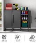 Beefy Heavy Duty 39.5 Inch Metal Storage Cabinet With Magnetic Door Featuring 3 Compartments And 2 Adjustable Shelves For Home Office Garage Kitchen Everyday Black