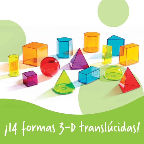 View Through Geometric Solids Classroom Set with 14 colorful transparent 3D shapes for hands-on geometry and math lessons