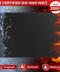 Under Grill Mat For Outdoor Grills Large 60 By 40 Inches Double Sided Fireproof Pad With Water and Fire Elements
