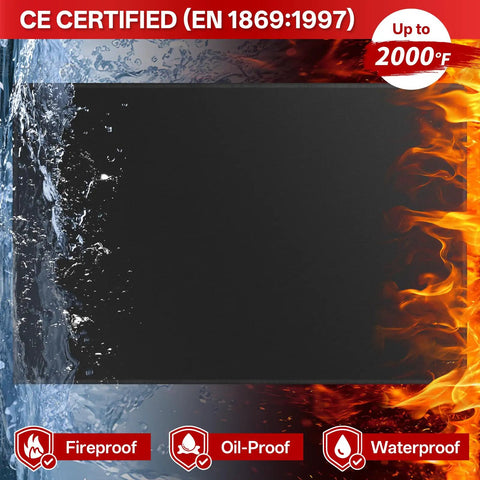Under Grill Mat For Outdoor Grills Large 60 By 40 Inches Double Sided Fireproof Pad With Water and Fire Elements