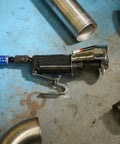 Air Cut Off Tool Pro Grade Heavy Duty 20000 RPM Pneumatic Type 41 Lightweight 2.3 Lbs with Lock Out Lever next to metal tubing