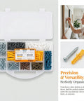 Alt Tag: 510 Piece Wall Hanging Kit With Anchors And Screws For Picture Hanging displayed in open organizer box