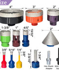 Heavy Duty Diamond Hole Saw Kit Cuts Smooth As Silk For Tile Ceramic Porcelain Stone 13 Piece Core Drill Bit Set sizes and types showcased.