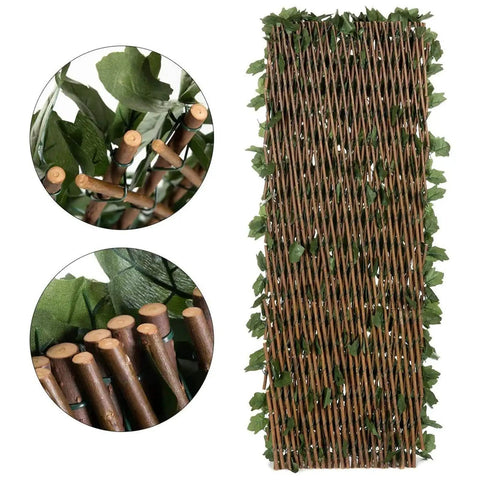 Expandable Privacy Screen Fence For Balcony And Backyard Outdoor Faux Ivy Panel 16 By 45 Inches on FSC Willow Frame