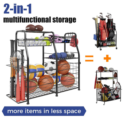 Small Garage Organizer For Sports Gear And Toys Space Saving Ball And Equipment Storage Rack Indoor Outdoor Garage System