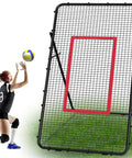 Adjustable 7x4 Ft Volleyball Rebounder Net For Backyard Training And Multi Sport Practice with player using it