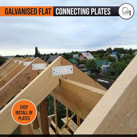 Heavy Duty Flat Joining Plates With Perforated Braces For Timber Wood And Metal Galvanized Steel Fixing Repair Connector 10 Pack Built Tough Workhorse Straight Brackets Pro Setup