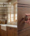 Antique Brass Cabinet Knobs 10 Pack Tough As Nails Heavy Duty Zinc Alloy Round 1.4 Inch Dia Kitchen Cabinet Handles in use