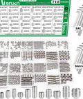 710 Piece Beefy Stainless Steel Set Screw Kit Metric And SAE With Hex Socket Cup Point Screws, Allen Head Grub Screws, Cup Point Screws M3 To M8 And One Eighth Inch To Five Sixteenth Inch displayed with hex keys