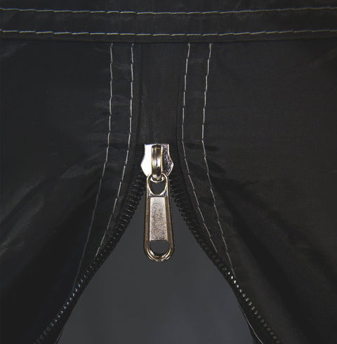 Close-up of zipper detail on Instant Pop Up Privacy Shelter Tent With Portable Toilet And Outdoor Shower Easy Camping Changing Room