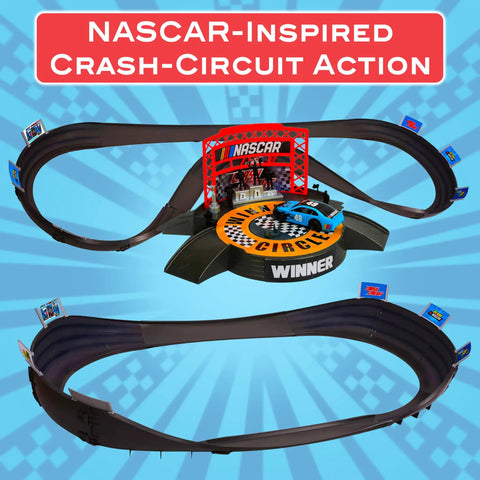 Ultra Cool Slot Car Race Track Set With Electric Cars And Flash Chargers, Winner's Circle Finish, NASCAR Inspired Wrecks Style