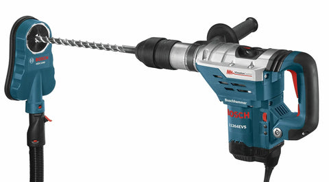 Dust Collection Attachment For SDS Max Hammer Drill With Dual Air Chambers And Wall Suction in use with vacuum nozzle