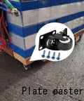 Heavy Duty 2 Inch Swivel Caster Wheels With Dual Lock Brakes, mounted on a wooden crate for smooth rolling furniture and workbenches.