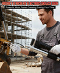 Man using Powerful 12000 PSI Cordless Grease Gun Kit With Dual Mode Operation on construction equipment