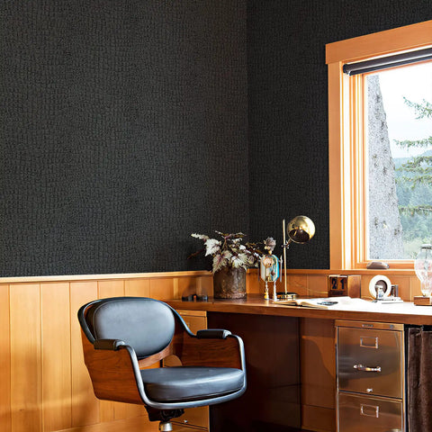 Crocodile Texture Wallpaper Dope Black Matte 39.4 Ft Long Roll Paste The Wall Application For Modern Home Makeover Durable Textured Finish Self Removable Bold Statement Wall Decor